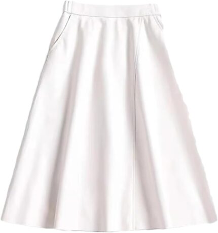 Women's Leather Skirt Loose Pleated Skirt Asymmetric Mid-Length Skirt